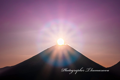 富士山と初日の出/写真「富士山写真道楽」フォトライブラリー/写真素材