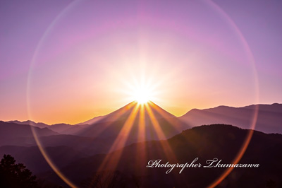 富士山と初日の出/写真「富士山写真道楽」フォトライブラリー/写真素材